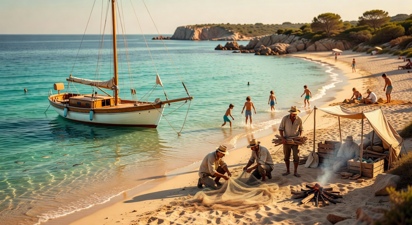 Sailboat anchored near the beach